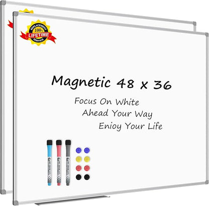 Lockways 48 x 36 Inch White Board 2 Pack | Dry Erase Board Magnetic Whiteboard for Office School and Home