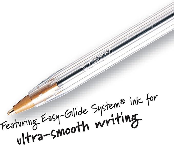 BIC Cristal Xtra Smooth Black Ballpoint Pens, Reliable Medium Point (1.0mm), 12-Count Pack