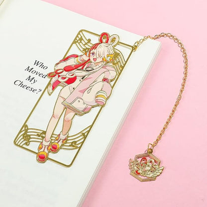 One Pieces Anime Luffy Shanks Uta Book Mark - Brass Metal Bookmark, Stationery School Supplies, Gift for Book Lover, Friends, Anime Fans Collection (Uta)