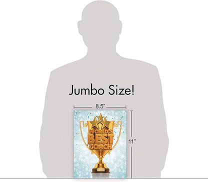 NobleWorks - 1 Jumbo School Teacher Thank You Notecard From US, Everyone with Envelope (8.5 x 11 Inch) - Team Sports Gratitude, Mentor, and Instructor Notecard - World's Best Coach J3117TYG-US