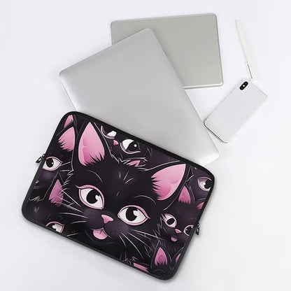 Black Cat Printed Laptop Briefcase for Women Men, Waterproof 10 Inch Laptop Bag Messenger Bag Lightweight Laptop Case for Office Business Traveling Daily Use, Gift for Father
