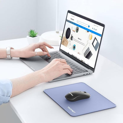 TECKNET Mouse Pad 270 x 210 x 3 mm with Anti-fray Stitchin, Waterproof Surface & Non-Slip Rubber Base with Stitched Edges Gaming Mouse Mat for Laptop，Compatible with Laser and Optical Mice - LT.Blue