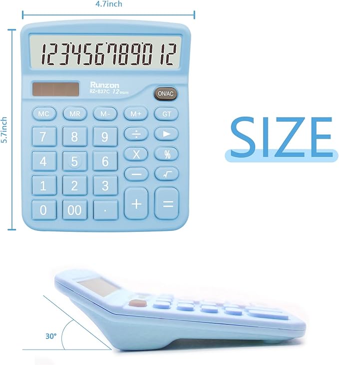 Blue Calculator, Basic Office Calculator, Desktop Calculator 12 Digit, Large LCD Display for Blue Office Supplies with Sensitive Button, Blue Desk Accessories, School Supplies……