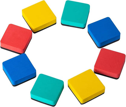 Favourde 48 Pack Magnetic Whiteboard Dry Erase Erasers Chalkboard Cleansers for Classroom, Home and Office (4-Color, 1.97 x 1.97 Inch)