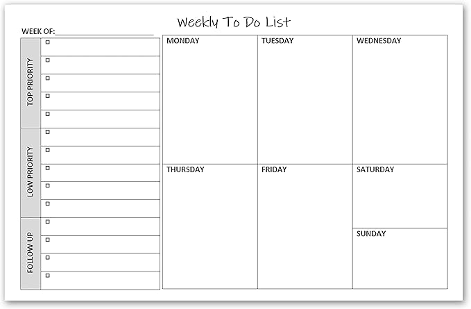 Weekly TO DO List Notepads (2 Pack, 50 Pages Each) Task Pad Planner w/Daily Checklist, Priority ToDo & Note Sections. Desk Notebook Pad to Organize Office. 8.5 X 5.5, A5 Sheets. Made in the USA.