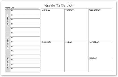 Weekly TO DO List Notepads (2 Pack, 50 Pages Each) Task Pad Planner w/Daily Checklist, Priority ToDo & Note Sections. Desk Notebook Pad to Organize Office. 8.5 X 5.5, A5 Sheets. Made in the USA.