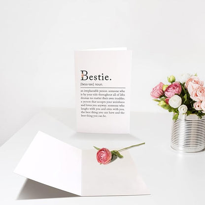 Chenive Bestie Definition Card, BFF Greeting Card, Funny Best Friend Birthday Card, Bestie Sister Friendship Card for Women Lady Girl