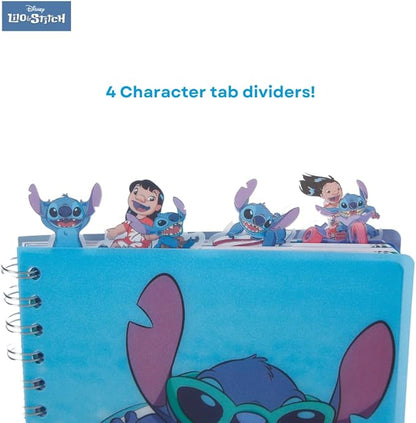 Innovative Designs Disney Lilo and Stitch Tab Journal Notebook, Spiral Bound, 96 Lined Pages, 8 x 7 inches, Blue