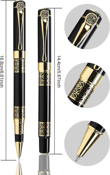 YIVONKA Ballpoint Pen Black Refill,Classical retro style Luxury Pen,Best Ball Pen Gift Set for Men & Women Professional Executive,Office,Nice Pens Classy Gift Box (2 Pack Black)