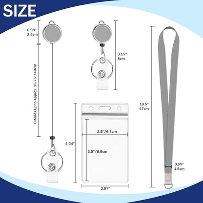 Giancomics Black Lanyards for Id Badges, ID Badge Holder with Retractable Reel, Waterproof Lanyards for Cruise Ships Cards Key with ID Card Holder Office Work Name Tag Zip Type Card Protector 2 Pack