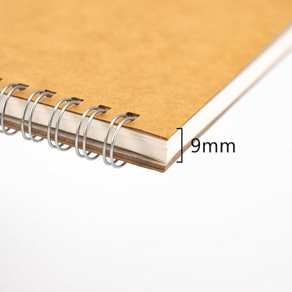 10 inch x 7.5 inch, 100GSM, Blank Spiral Notebook, 1-Pack, Soft Cover, Sketch book, 100 Pages / 50 Sheets, with writing backboard, (Brown)
