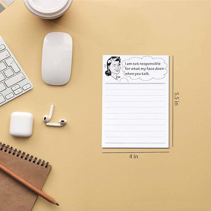 DUGUTUL 4 Funny Novelty Memo Pads,4 x 5.5 in(10x14cm),200 sheets,Coworker Gifts for Women,Funny Notepads for Office,Women Office Note Pad,Perfect Novelty gift for Boss,Coworker,Friend or Family(A)