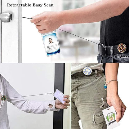 Retractable ID Badge Holder Nurse Badge Reels with Clip Name Card Holders for Office Worker Doctor Nurse (3Pack Beatiful Daisy Flowers)