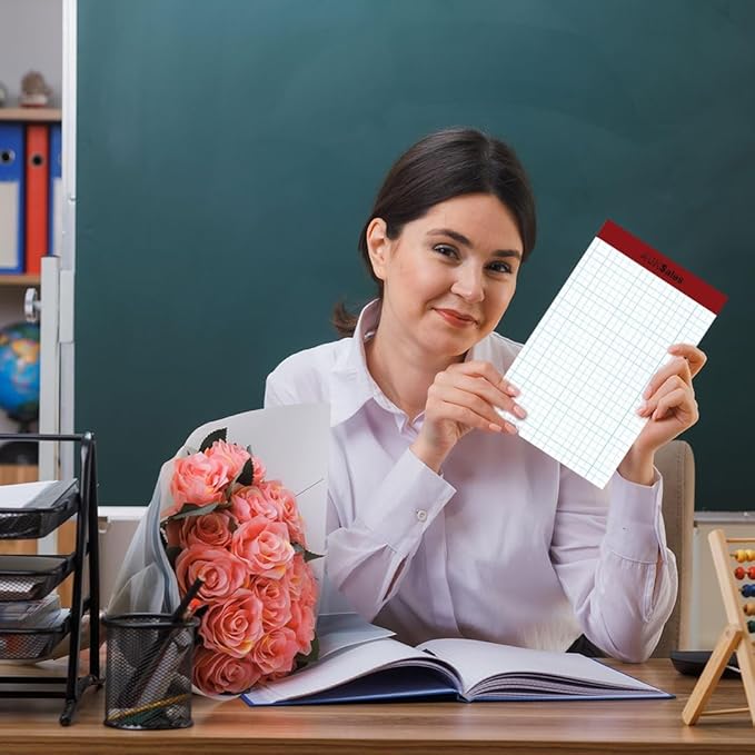 Grid Paper Pad 5x8 Inches – Graph Paper Pad 4x4, Grid Notepad, 1 Pack, 5x8 Graph Paper 1/4 Grid, Graphing Paper, Engineering Pad – 100 Sheets 200 Pages Perforated Pad for School, Home, & Office