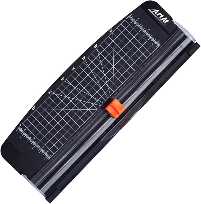 ArtAt 12-Inch Paper Cutter with Retractable Safety Blade, A4 Portable Trimmer for Cardstock, Laminated Paper, Photos, Crafts, Gift Cards, Coupons, Kraft Labels (Auto-Lock & Precise Cutting)