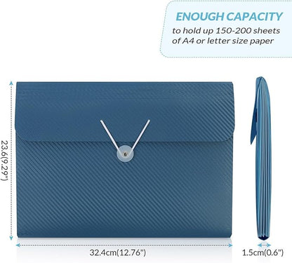 SKYDUE Accordion File Organizer, Expanding File Folder with 7 Pockets, Portable Receipt Paper Documents Organizer, Letter Size Filing Folder School Office Supplies Dark Blue Darkblue