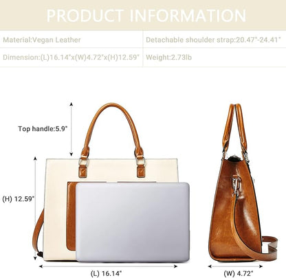 Telena Laptop Tote Bag for Women, 15.6 Inch Shoulder Tote Bag Leather Briefcase for Women, Large Capacity Handbag Bags