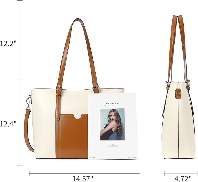 Telena Laptop Tote Bag for Women, 15.6 Inch Shoulder Tote Bag Leather Briefcase for Women, Large Capacity Handbag Bags