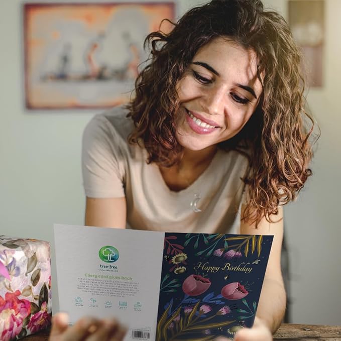 Tree-Free Greetings - Birthday Cards - Artful Designs - 2 Cards + Matching Envelopes - Made in USA - 100% Recycled Paper - 5 x 7 - Beauty and Grace (GT65278)