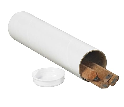 BOX USA BP1524W Mailing Tubes with Caps, 1-1/2" x 24", White (Pack of 50)