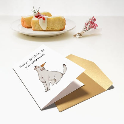 Chenive Funny Birthday Card from Dog, Cute Dog Birthday Card, Bday Card for Dog Owner, Dog Yap Happy Birthday To You Card JCCNB250