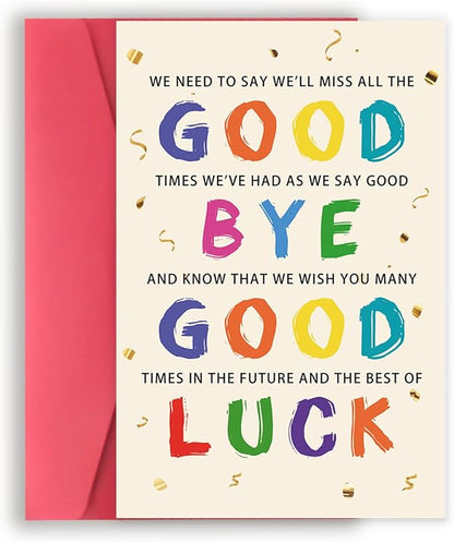 Asmallgf Cute Coworker Leaving Farewell Card, Good Luck Gifts for Coworker Boss, Great Goodbye Card for Women Men