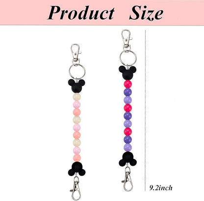 2Pcs Mouse Ear Holder for Backpack Beaded Lanyard Keychain Park Trip Essentials Headband Hanging Display Accessories