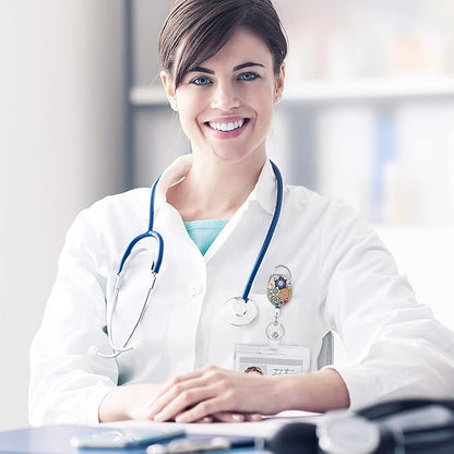 Datura Flowers Badge Reels - Retractable Double Sided Color Print Pattern Holders with Keychain, Clip and Key Ring - Durable Nylon Rope