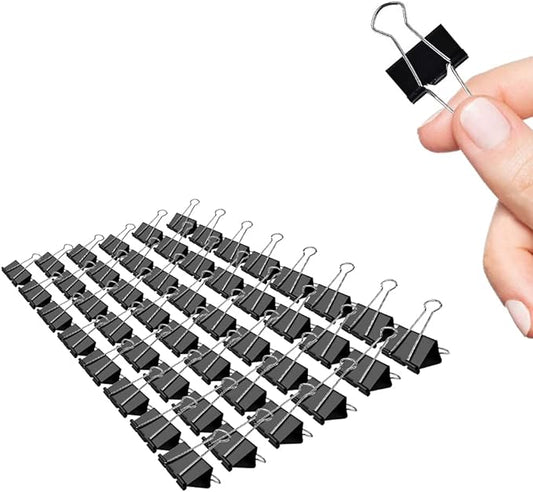 Small Binder Clips, 48 Pack, 3/4 Inch, Standard 19mm, Black, Capacity 0.31 Inch, Small Binder Paper Clips, Fold Clamp, Small Paper Clips, Office Clips, Micro Binder Clips