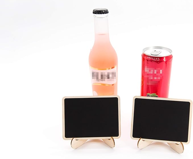 10 Pack Mini Chalkboards Signs with Easel Stand, Small Rectangle Chalkboards Blackboard, Wood Place Cards for Weddings, Birthday Parties, Message Board Signs and Event Decoration