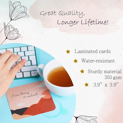 Ariond 31 New Mom Affirmation Cards for Post Partum/Postpartum Self Care with Empowering Messages on the verso of each card | New mom essentials gifts for women after birth