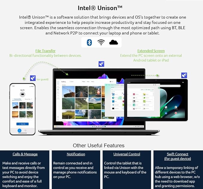 acer Swift Go 14 Intel Evo Thin & Light Laptop | 14" 1920 x 1200 Touch Display | Unlock AI Experiences | Intel Core Ultra 7 Processor 155H | Intel ARC | 16GB LPDDR5X | 512GB SSD | SFG14-72T-718K