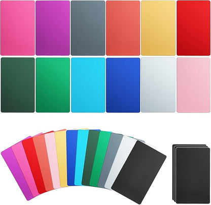 Thick Multi-Colors Aluminum Metal Business Cards Anodized aluminum 86 X 54 X 0.8 mm 15 pcs Include Protector Sleeves(Frosted)