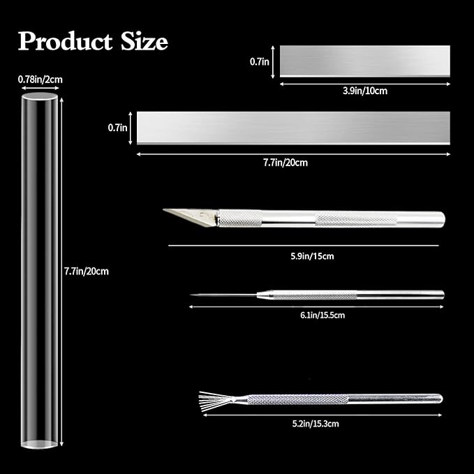 14 Polymer Clay Tools Acrylic Roller Clay Rolling Pin with Thickness Rings Tissue Blade Sculpting Earring Making Kit Supplies Slicer Knife Dotting Tool Jewelry Accessories Mini Cutters Press