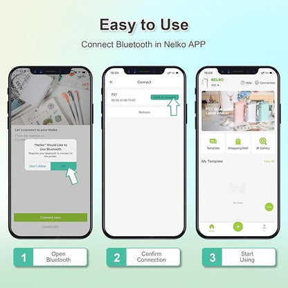 Nelko Label Maker Machine with Tape, P21 Bluetooth Label Printer, Wireless Mini Label Makers with Multiple Templates for Organizing Office Home, Green