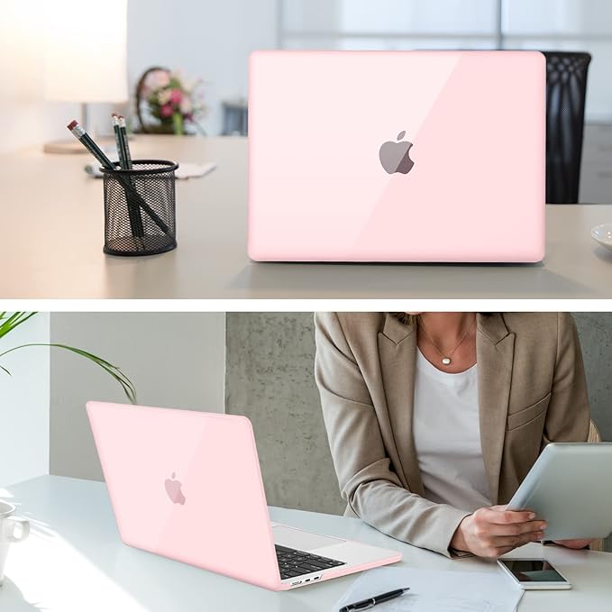 Fintie Case for MacBook Air 13.6 Inch A3113 A2681 (2022 2023 2024 Release) - Snap On Hard Shell Cover for MacBook Air 13.6" M2 M3 Chip with Liquid Retina Display and Touch ID (Crystal Pink)