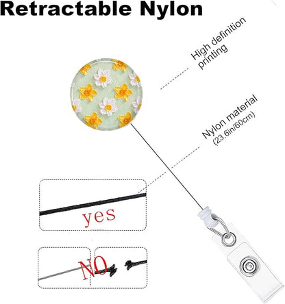 Flower Badge Reels Holder Retractable with ID Clip for Nurse Name Tag Card Nursing for Doctor Teacher Student Employee Office Medical Work 5