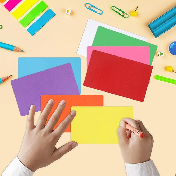 120 Pcs Dry Erase Index Cards Notecards Blank Reusable Flash Cards Sheets Game Cards Study Business Note Cards for School Office Housework Taking To Do List(Rainbow, 3 x 5 Inch)