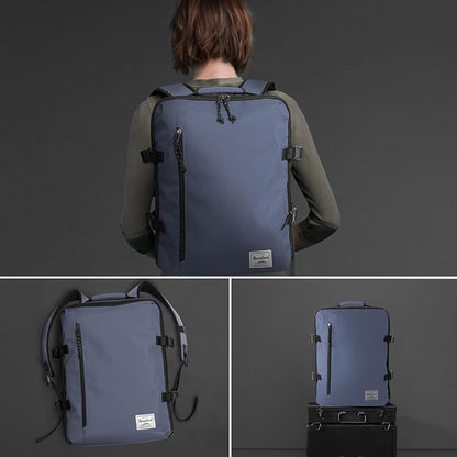 Small Carry-on Personal Item Backpack with luggage strap, Laptop Backpack for Men and Women, Business Travel Gym Sport, Pewter