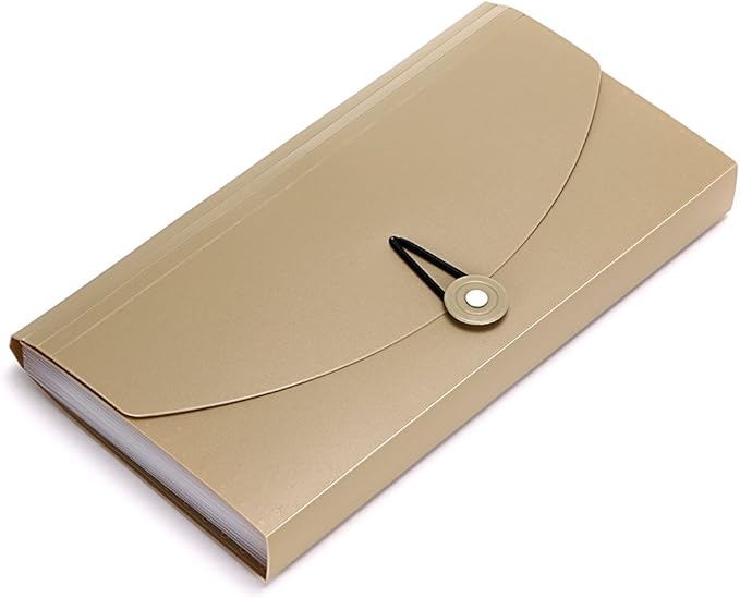 BTSKY Expanding File Folder -13 Pockets Small Accordion File Folder Expandable Card Ticket Holder File Storage Folder Check Bill File Folder Plastic Business Document Organizer Wallet Case, Khaki