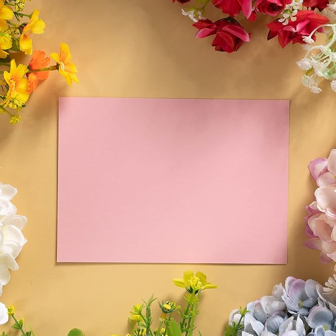 100 Pack Thick Paper Cardstock Blank Heavy Cards Stock for Invitations, Greeting Cards Making, Postcards, Photos, 250GSM Thick Paper (Pink, 5x7 inches)
