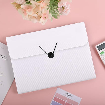 SKYDUE Expanding File Folder with 7 Pockets, Accordion File Organizer, Portable Folders for Documents, School Office Supplies Bungee Closure, Letter/A4 Size White