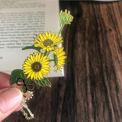 Bookmarks for Book Lovers Book Marks for Reading Women Birthday Graduation Christmas Gifts for Her Cute Metal Bookmark Book Markers Stocking Stuffers for Teens (Sunflower)