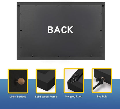 Miratino Pin Board Bulletin Board, 16 "x11 Black Linen Cork Boards for Walls with Black Frame ，Vision Board for Home Kitchen School Office Decor