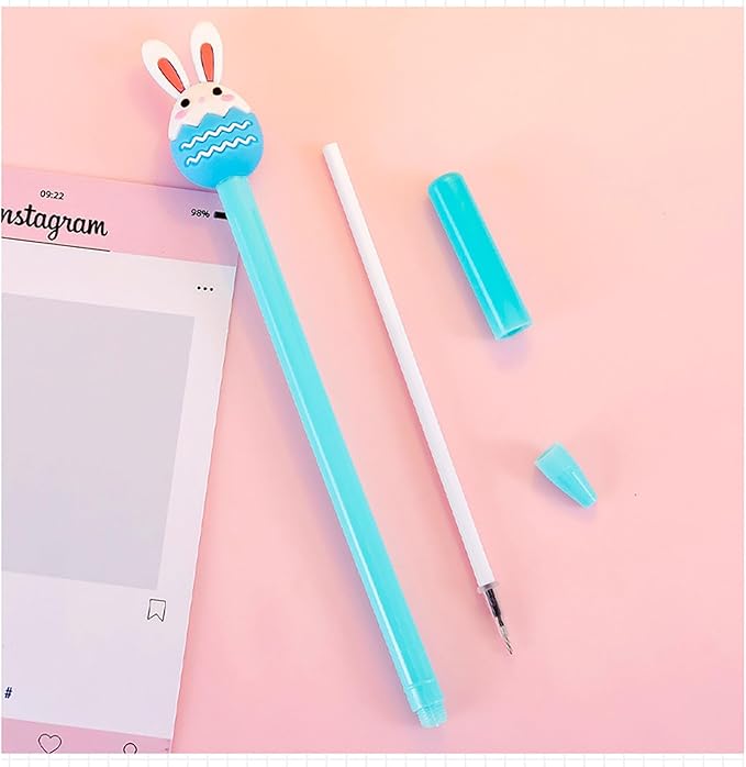YYaaloa 12pcs Rabbit Eggs Gel Ink Pens 0.5 mm Black Ink Novelty Pens for Child, Women Coworkers Kids Office School Home Wedding Bridal Shower Gifts Party Supplies (Rabbit Eggs pens 12pcs)