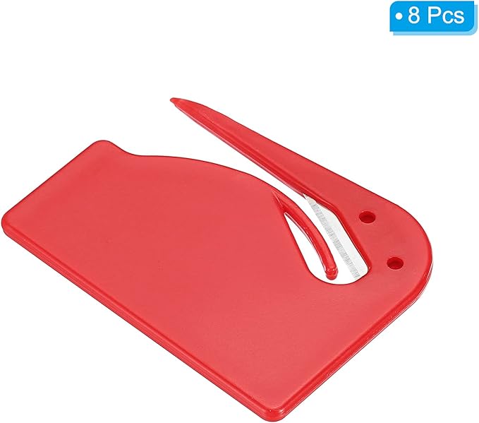 PATIKIL Letter Opener Envelope Slitter, 8 Pcs Mail Slitter with Razor Safe Mail Opener for Envelope Paper Package Open for Home, Office Red