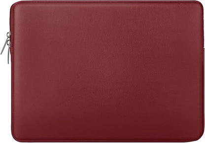 RAINYEAR 11 Inch Laptop Sleeve Soft PU Leather Case Protective Water Resistant Zipper Cover Padded Carrying Bag Compatible with 11.6'' MacBook Air Surface for 11" Chromebook Notebook Computer (Red)