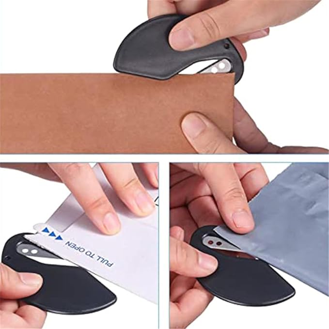 Black Letter Opener Envelope Slitter, Women Letter Opener Slitter for Men Letter Openers for Envelope Package Paper Trim Safe Mail Opener Letter Openers Office Supplies