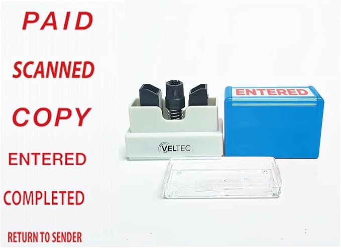 Veltec Premium Pre-Inked Message Stamp, Red Ink (Approved)