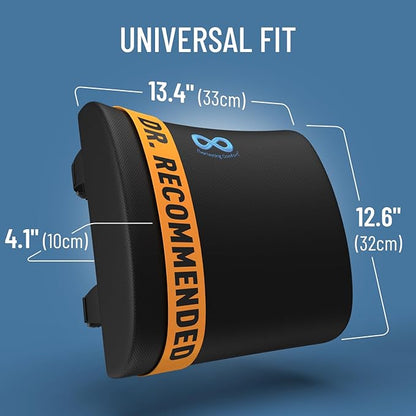 Everlasting Comfort Lumbar Support Pillow for Office Chair - Gel Infused Back Cushion for Chair, Car, Couch - Lumbar Pillow Promotes Better Posture, Back Pain Relief - Ideal for Gaming and Desk Chairs